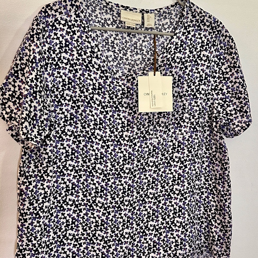 Cynthia Rowley Women's Floral Blouse - Black, Purple, and White